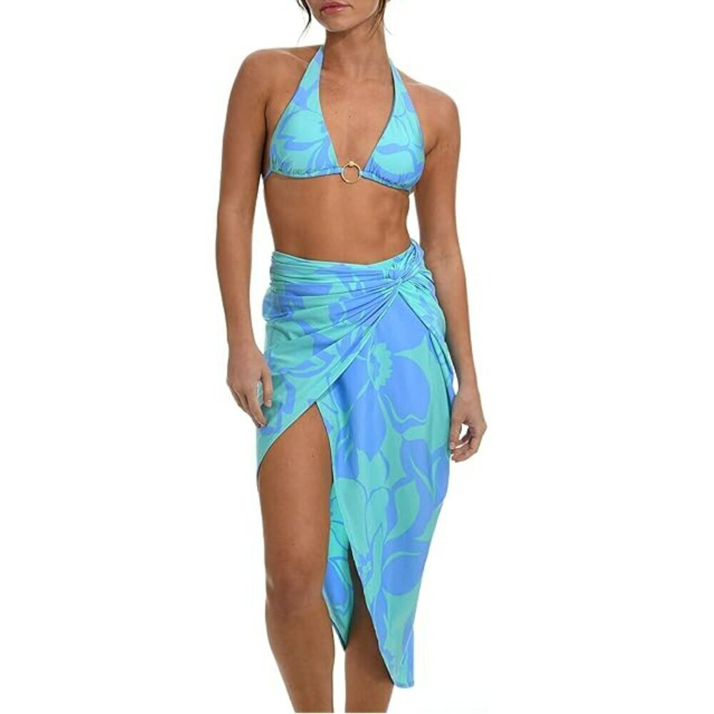 NWT SUNSHINE 79 Women's Fresh Blooms Faux Wrap Floral Pool Beach Swim Cover-up